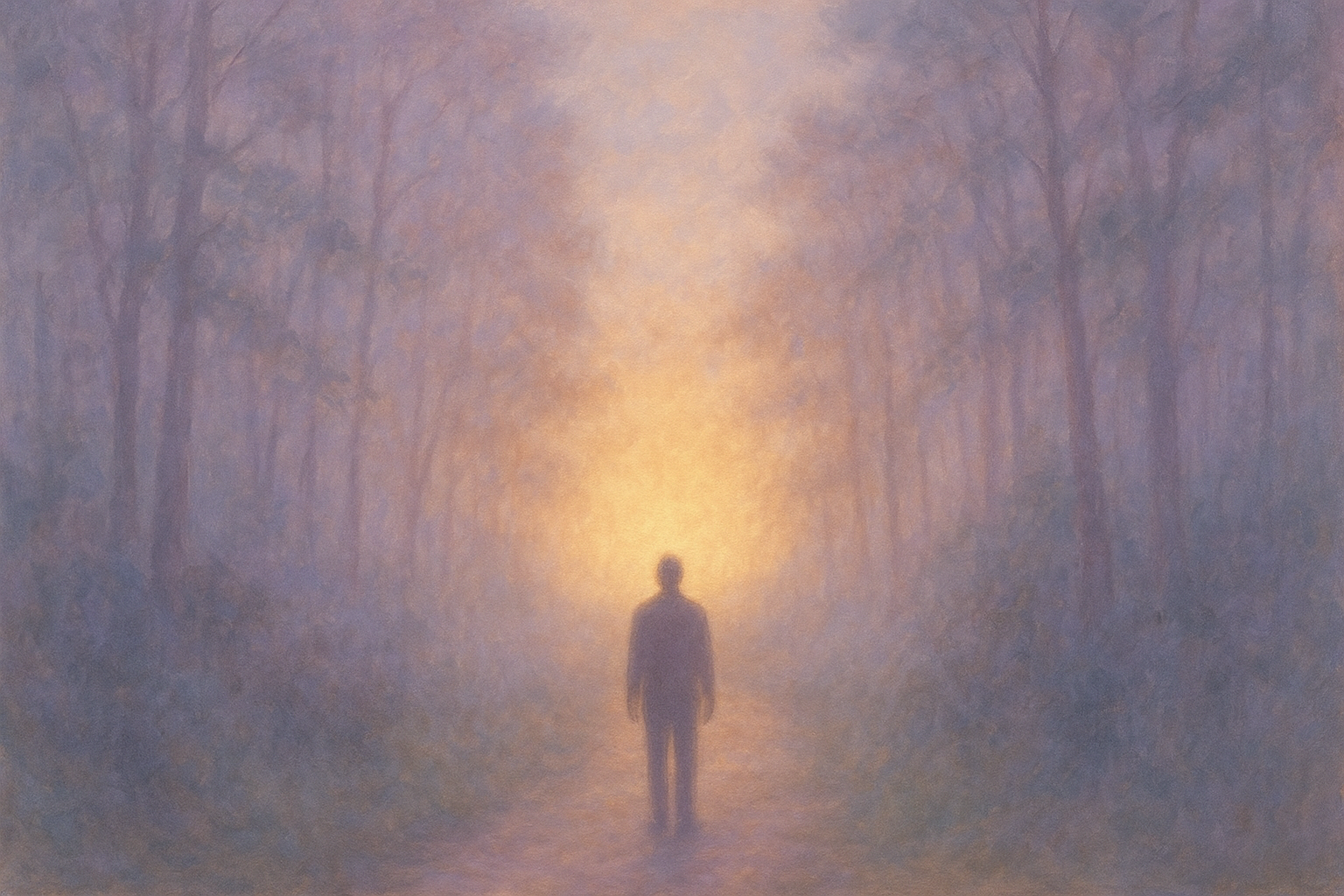 Person walking through misty path into sunlight symbolizing exposure therapy and overcoming fear and anxiety