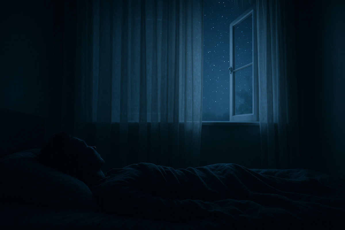 Peaceful bedroom at night representing acceptance and letting go for ACT for insomnia practice