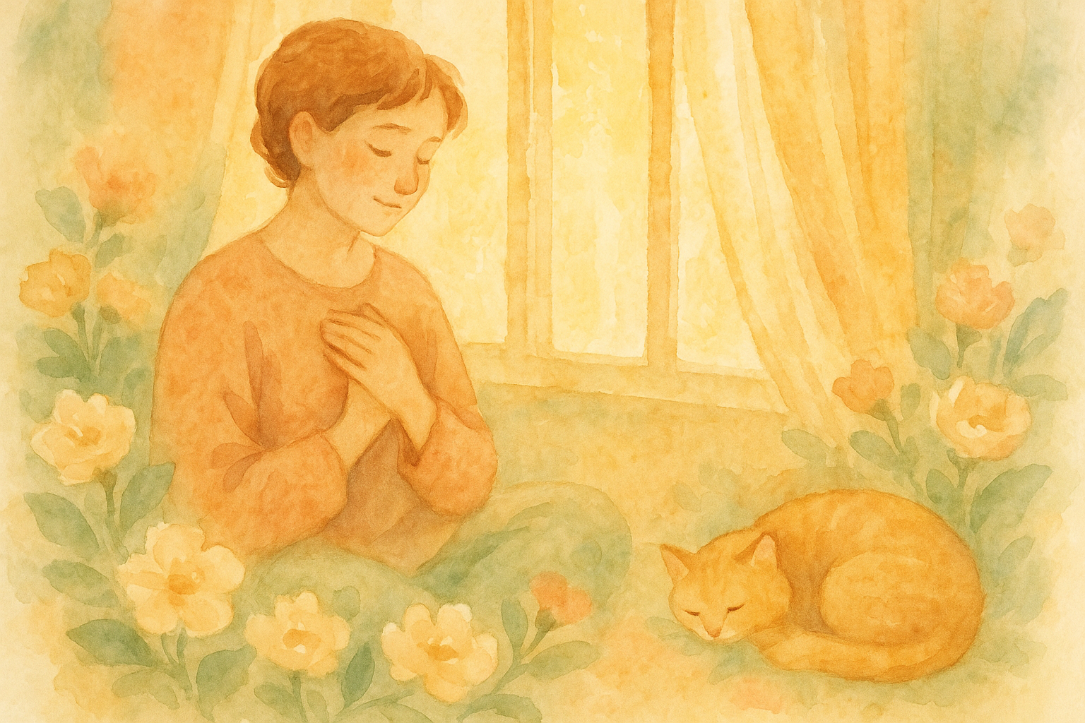 Person cradling hand to heart in warm sunlight, illustrating the psychology of self-compassion and inner kindness practice