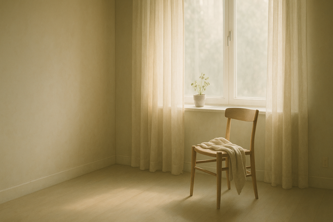Quiet sunlit room with empty chair representing demand avoidance in autistic adults and need for autonomy