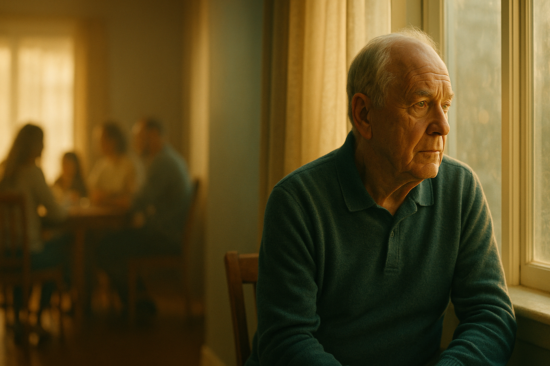 Older adult alone by window illustrating social isolation caused by untreated hearing loss and depression