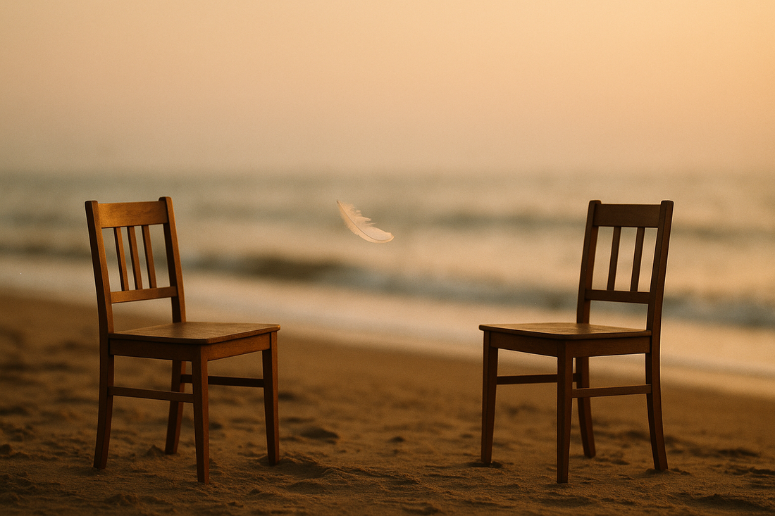 Two empty chairs on a quiet beach symbolizing friendship breakups and mental health grief