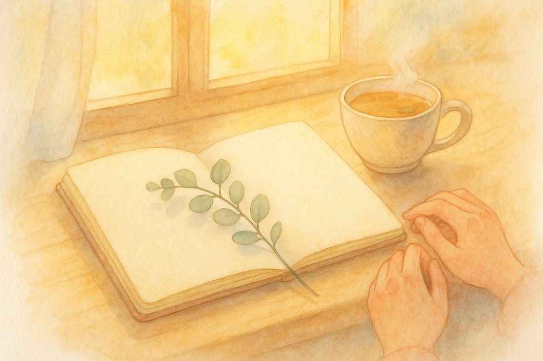 Open blank notebook in soft morning light symbolizing the mental health benefits of journaling as a calming reflective practice