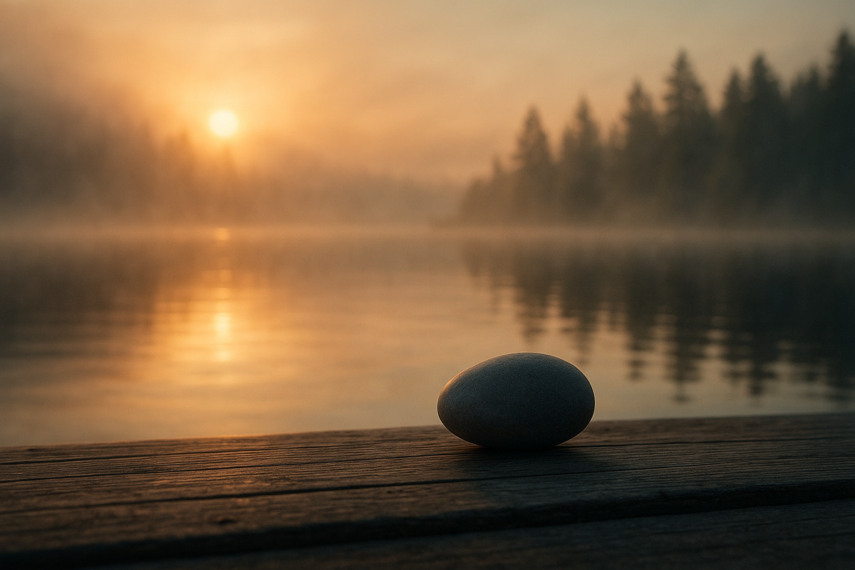 Sunrise over calm misty lake symbolizing serenity prayer and ACT acceptance of what cannot be changed