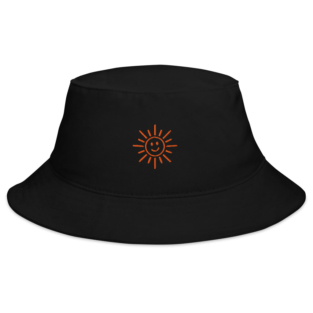 The Sunshine Project cotton bucket hat in black, front view