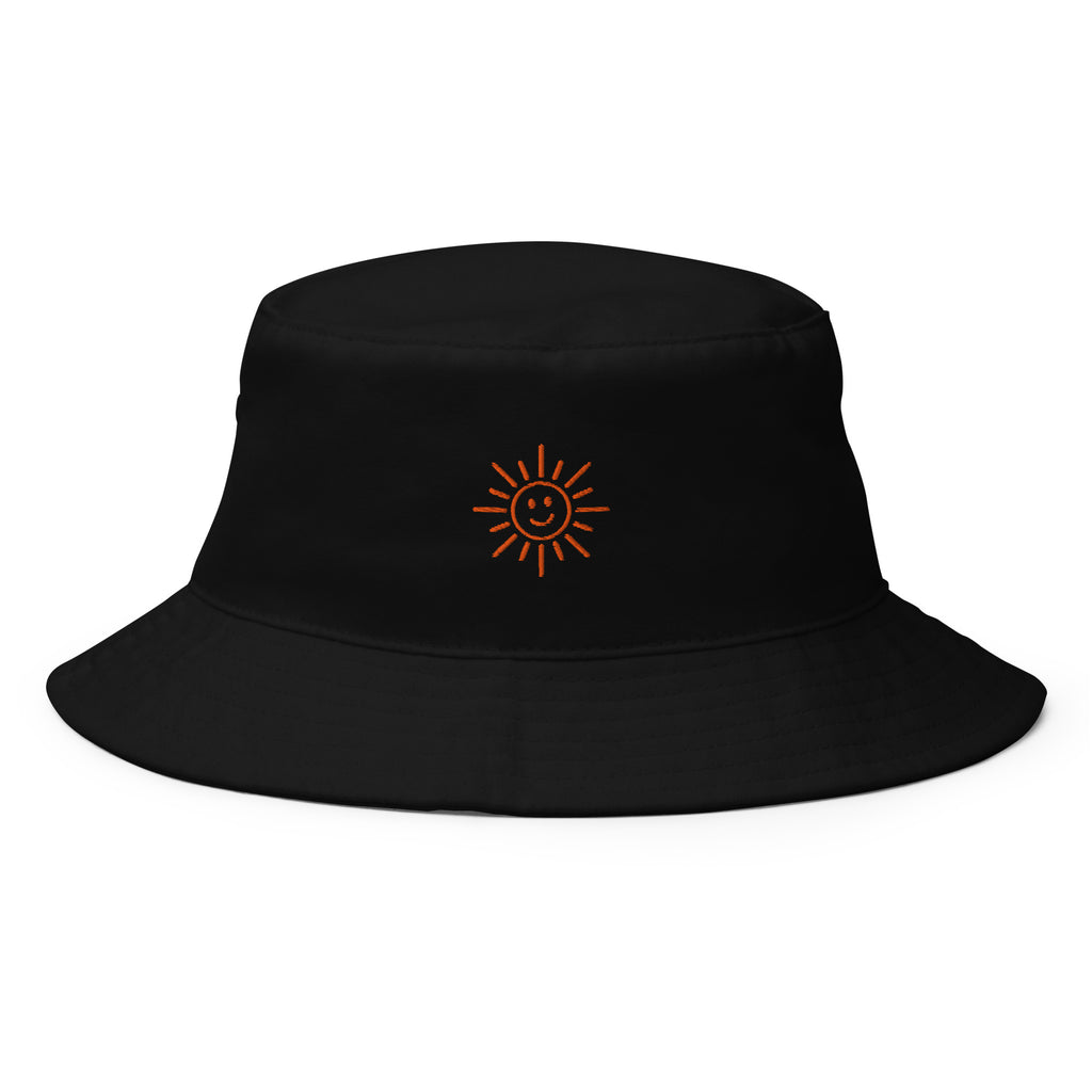 The Sunshine Project cotton bucket hat in black, front view