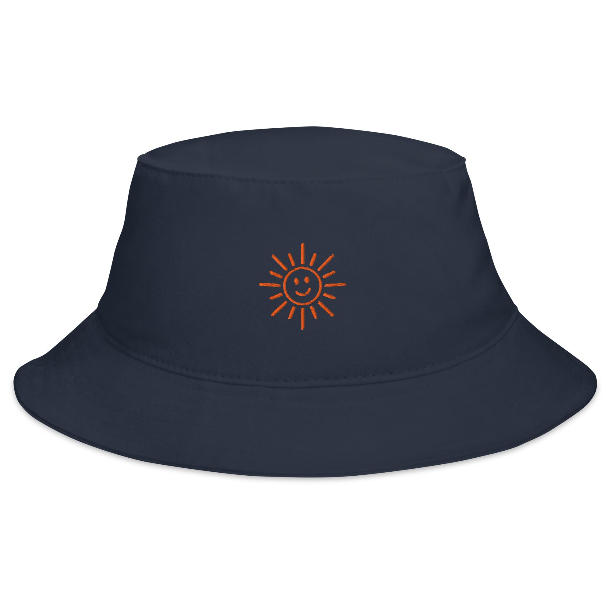 The Sunshine Project cotton bucket hat in navy, front view