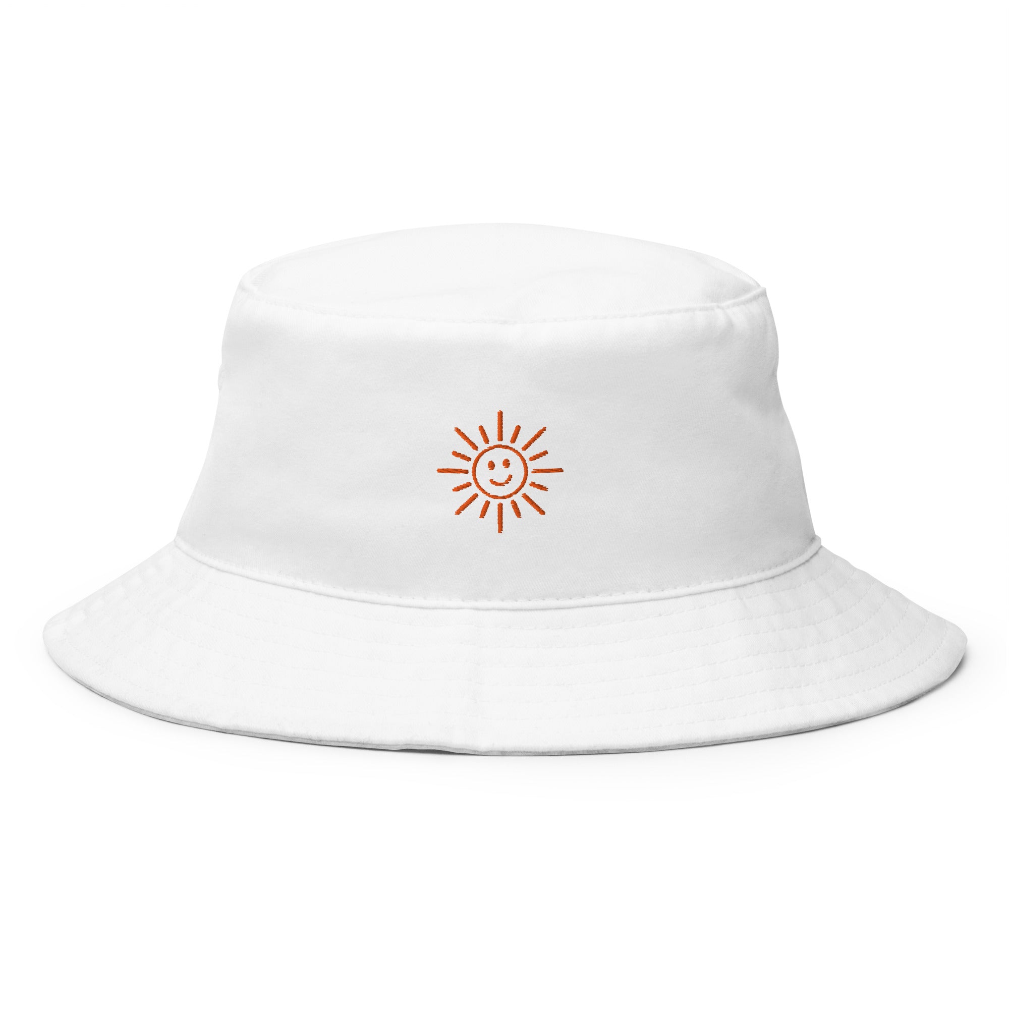 The Sunshine Project cotton bucket hat in white, front view