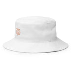 The Sunshine Project cotton bucket hat in white, angled front view
