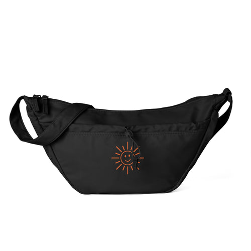 The Sunshine Everyday Crossbody Bag, black crossbody bag, front view