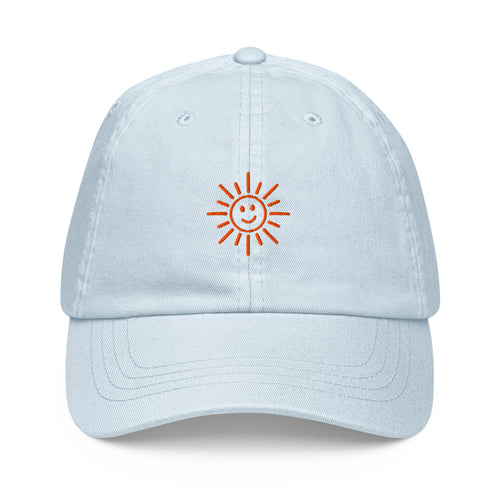 The Sunshine Pastel Baseball Hat, pastel blue baseball hat, front view