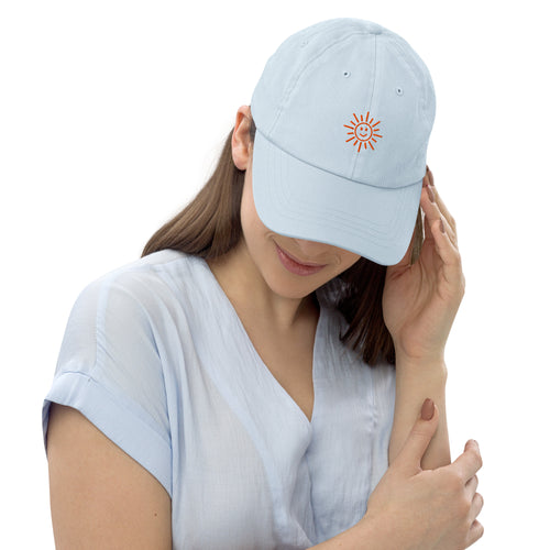 The Sunshine Pastel Baseball Hat, pastel blue baseball hat, front view