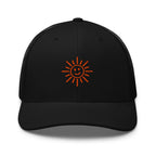 The Sunshine Project mesh-back trucker hat in black, front view