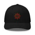 The Sunshine Project mesh-back trucker hat in black, front view