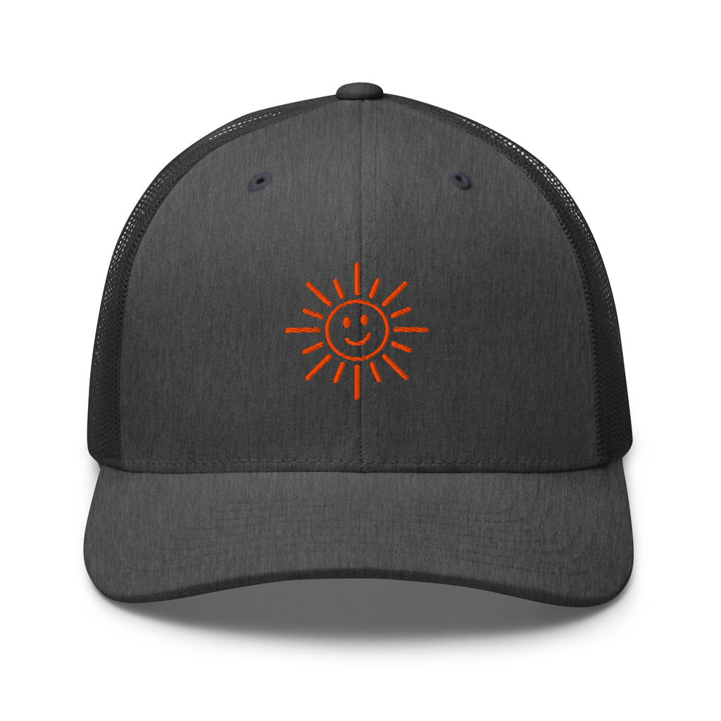 The Sunshine Project mesh-back trucker hat in gray, front view