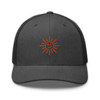 The Sunshine Project mesh-back trucker hat in gray, front view
