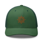 The Sunshine Project mesh-back trucker hat in evergreen, front view