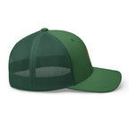 The Sunshine Project mesh-back trucker hat in evergreen, right side view