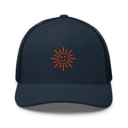 The Sunshine Project mesh-back trucker hat in navy, front view