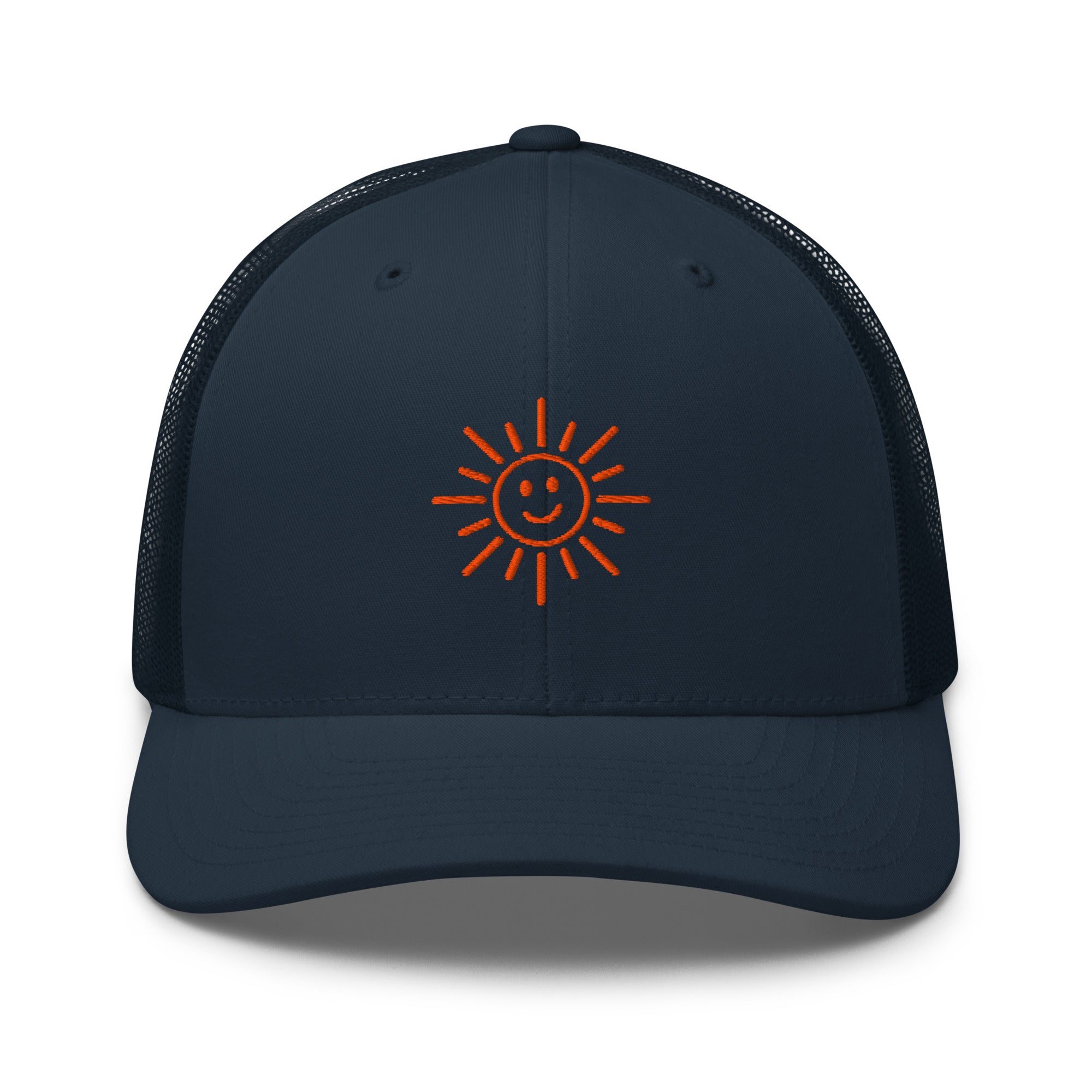 The Sunshine Project mesh-back trucker hat in navy, front view