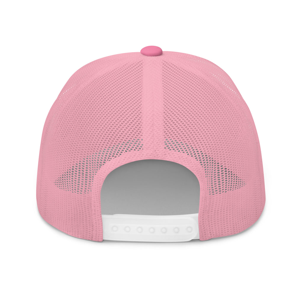 The Sunshine Project mesh-back trucker hat in pink, back view