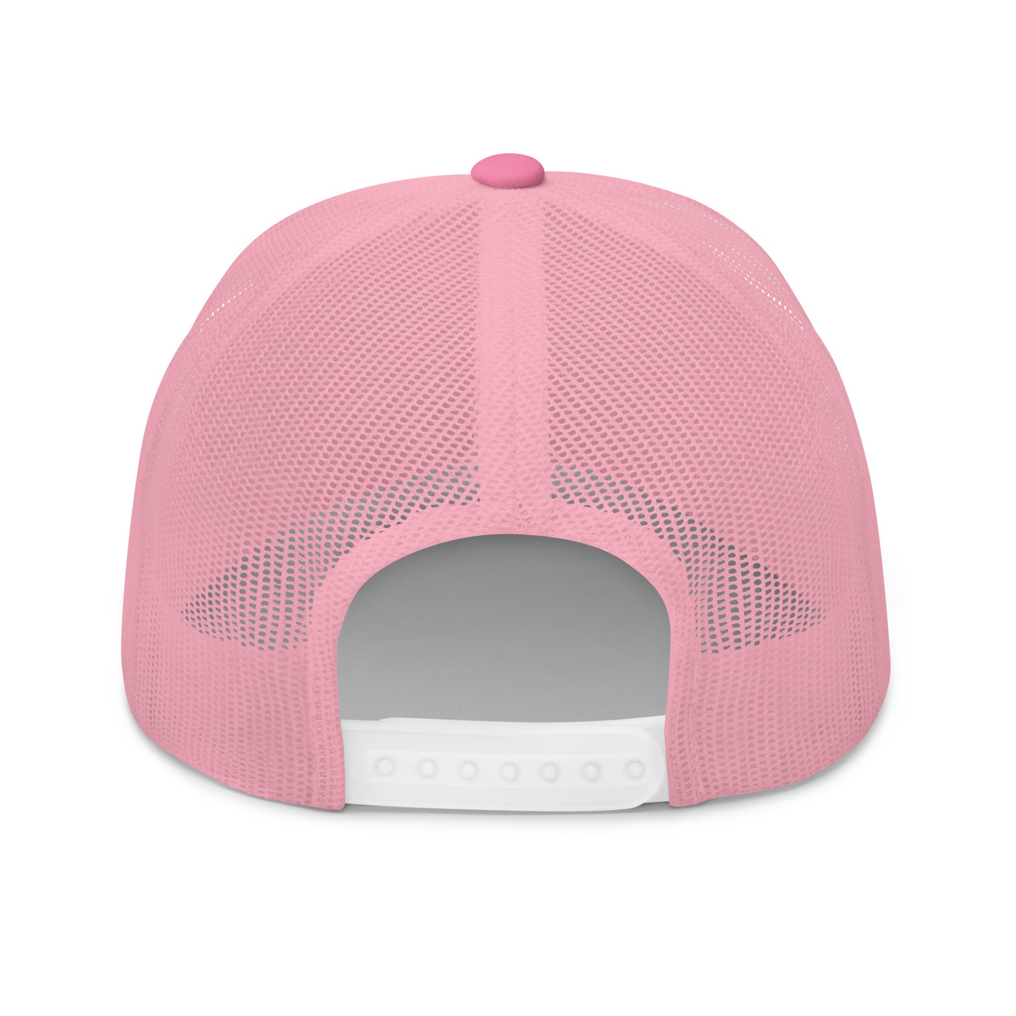 The Sunshine Project mesh-back trucker hat in pink, back view