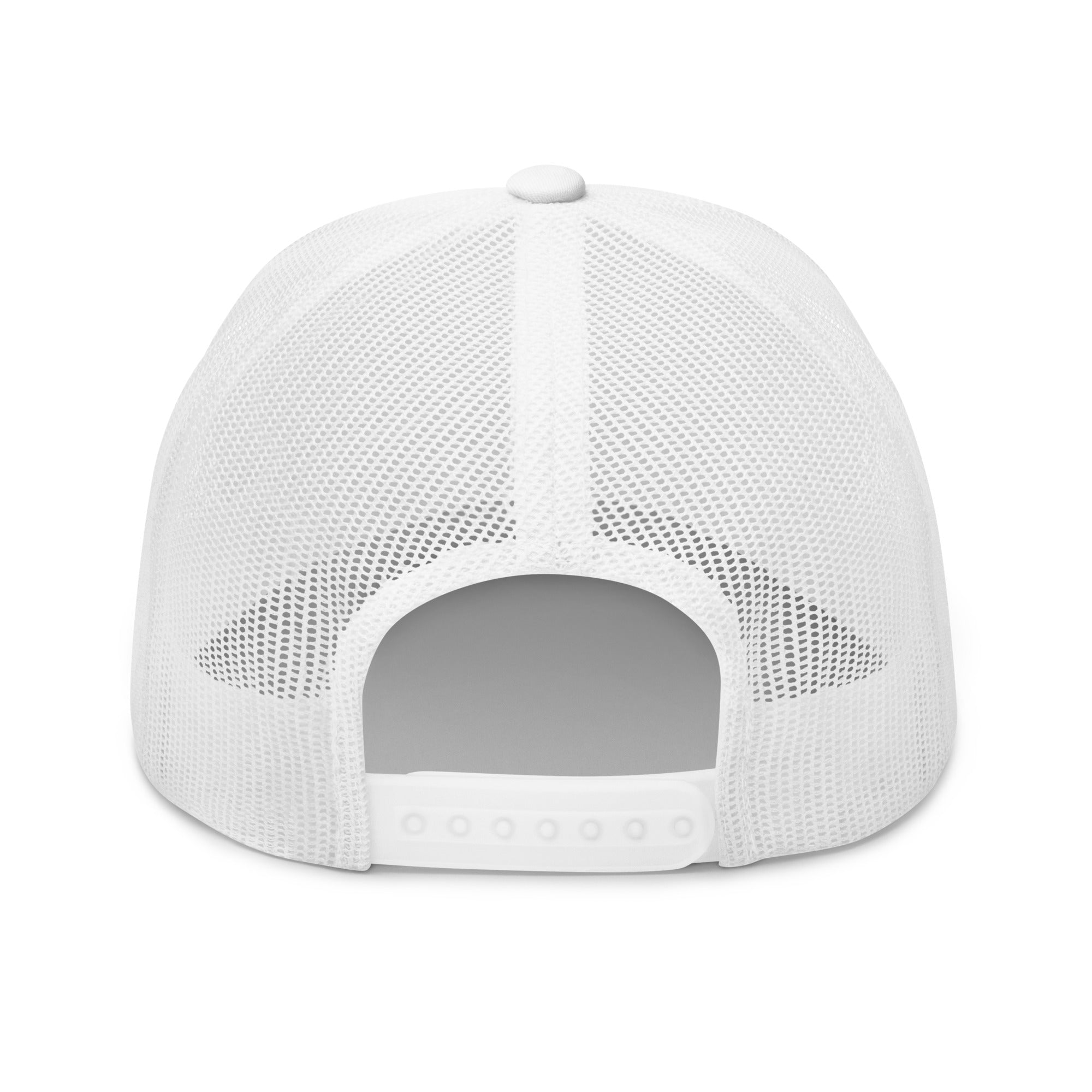 The Sunshine Project mesh-back trucker hat in white, back view