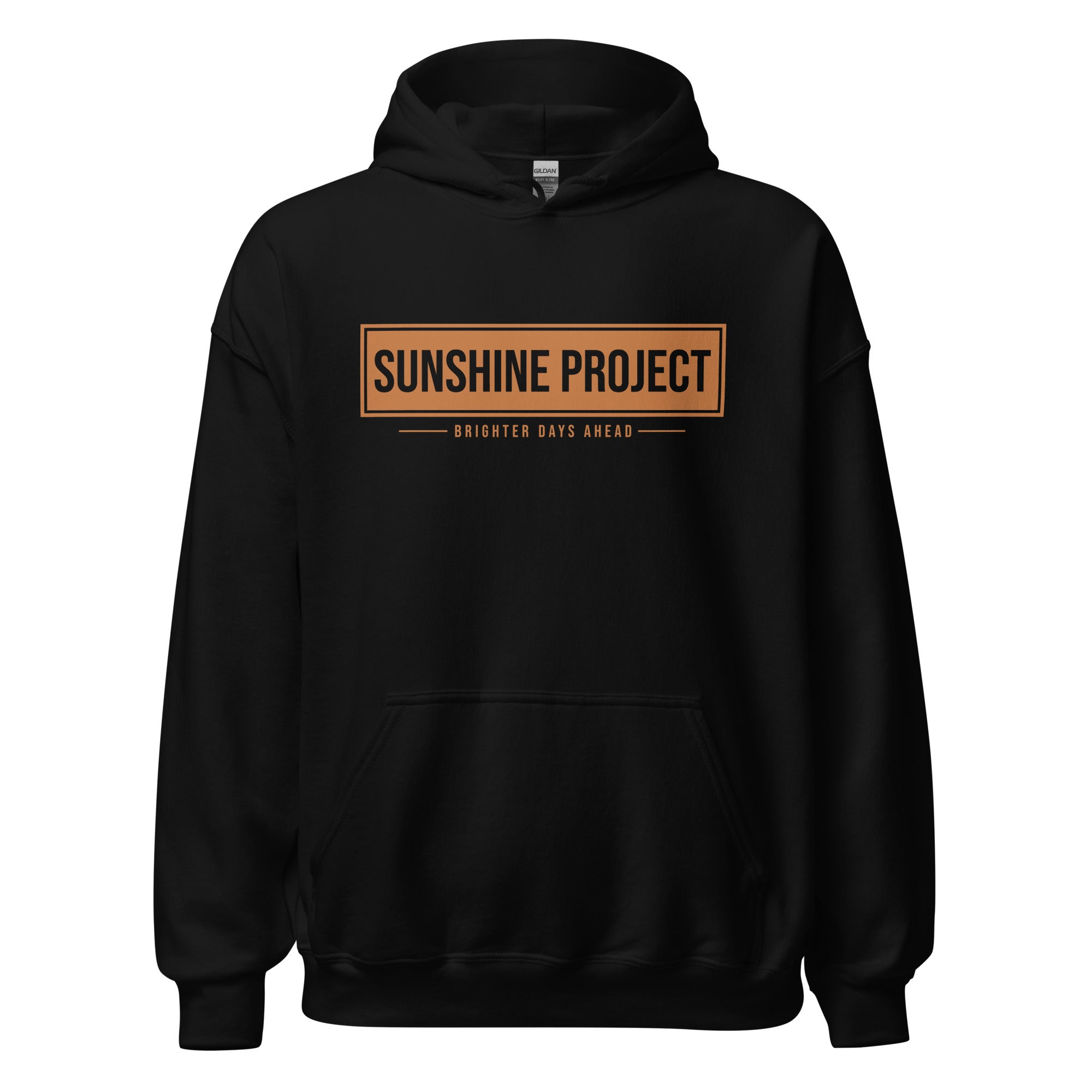 Sunshine Project Brighter Days Ahead unisex hoodie in black, front view