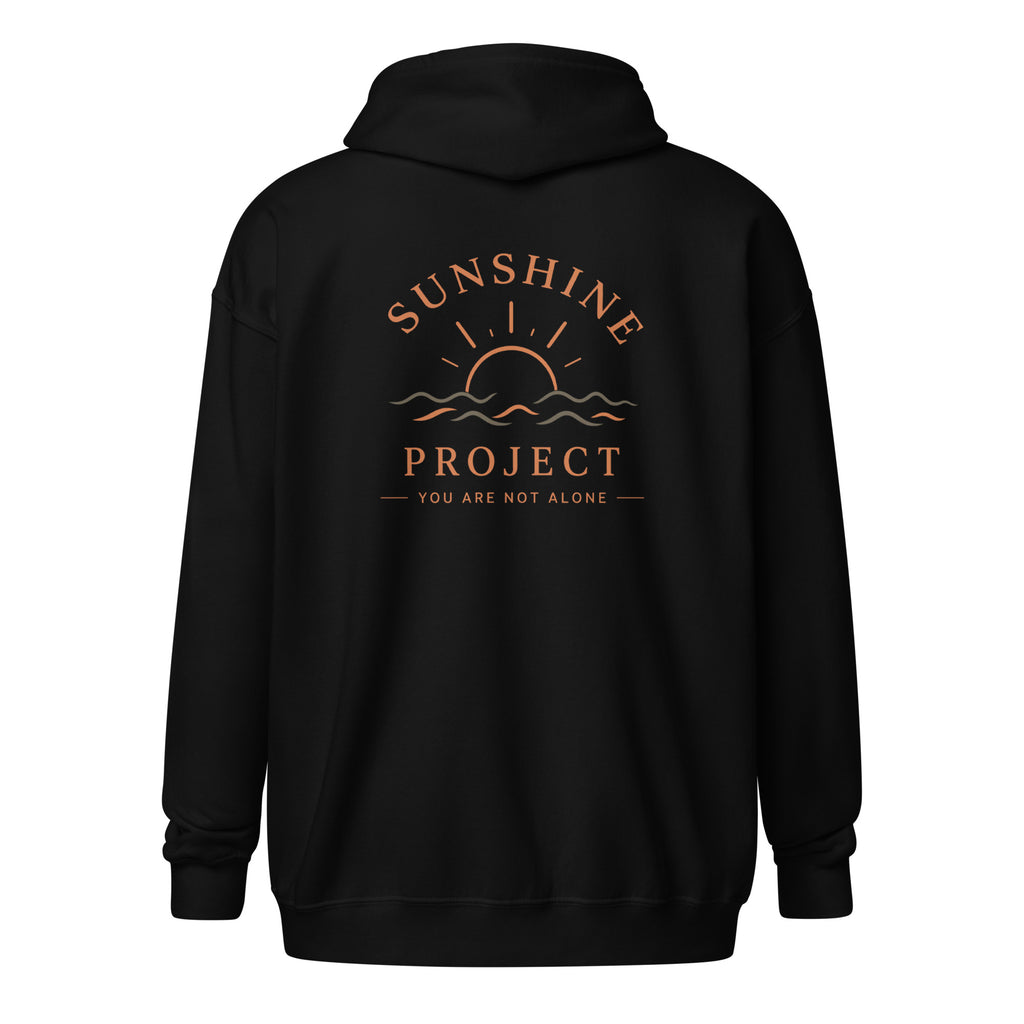 Sunshine Project You Are Not Alone zip-up hoodie in black – back view