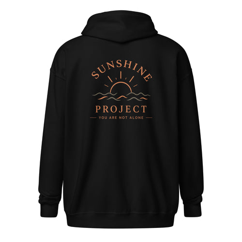 Sunshine Project You Are Not Alone zip-up hoodie in black – back view