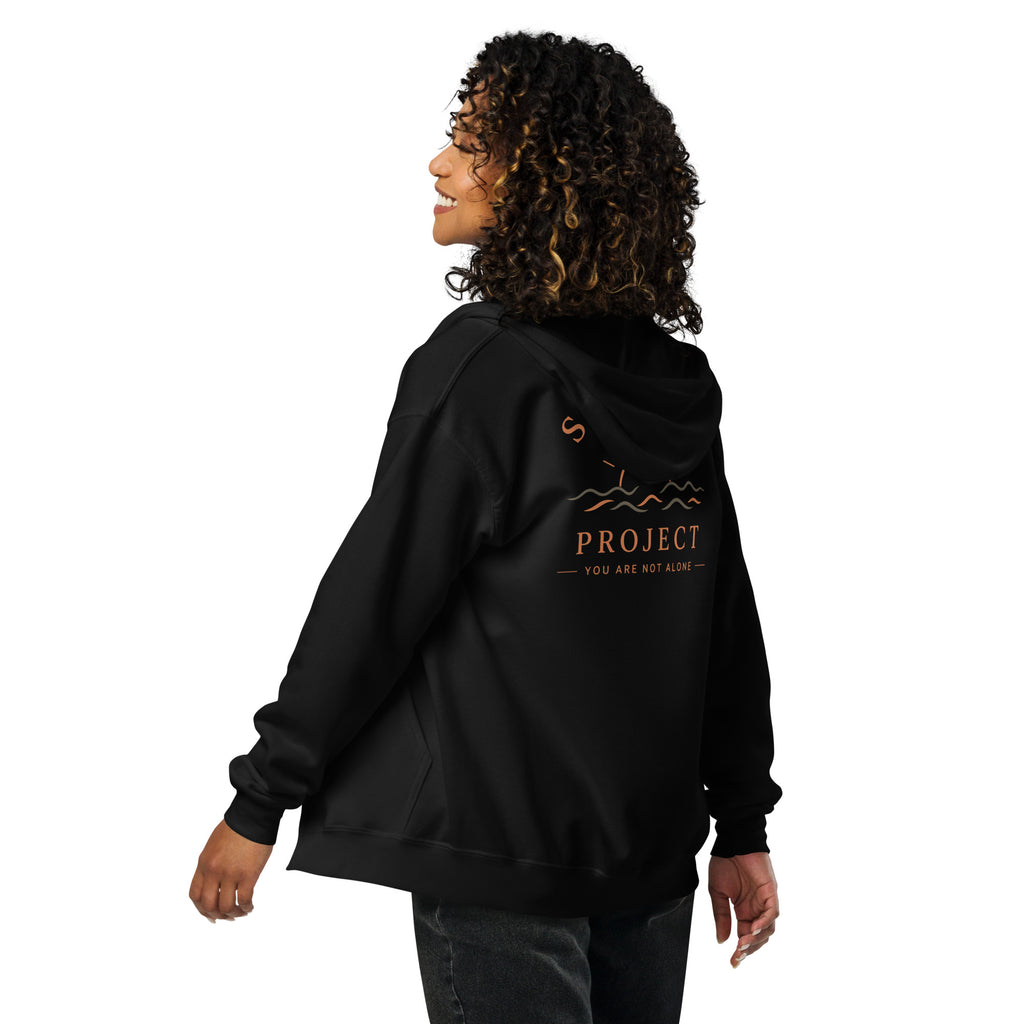 Sunshine Project You Are Not Alone zip-up hoodie in black – back view