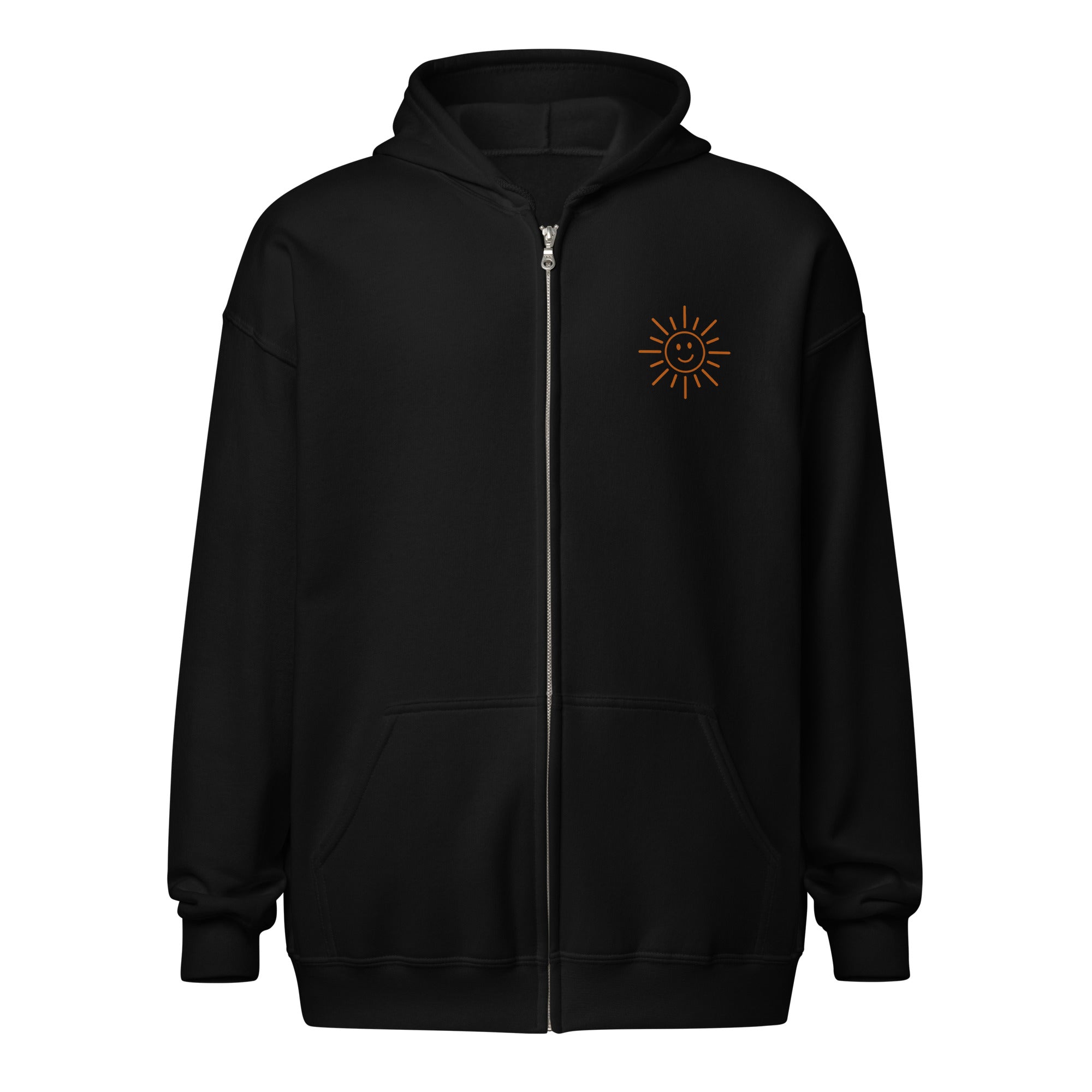 Sunshine Project You Are Not Alone zip-up hoodie in black – front view