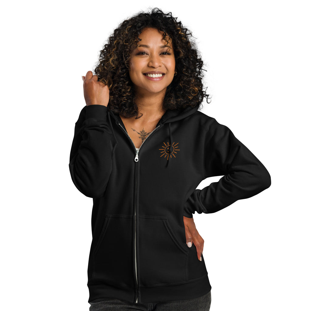Sunshine Project You Are Not Alone zip-up hoodie in black – front view