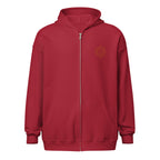 Sunshine Project You Are Not Alone zip-up hoodie in cardinal red – front view