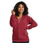 Sunshine Project You Are Not Alone zip-up hoodie in cardinal red – front view