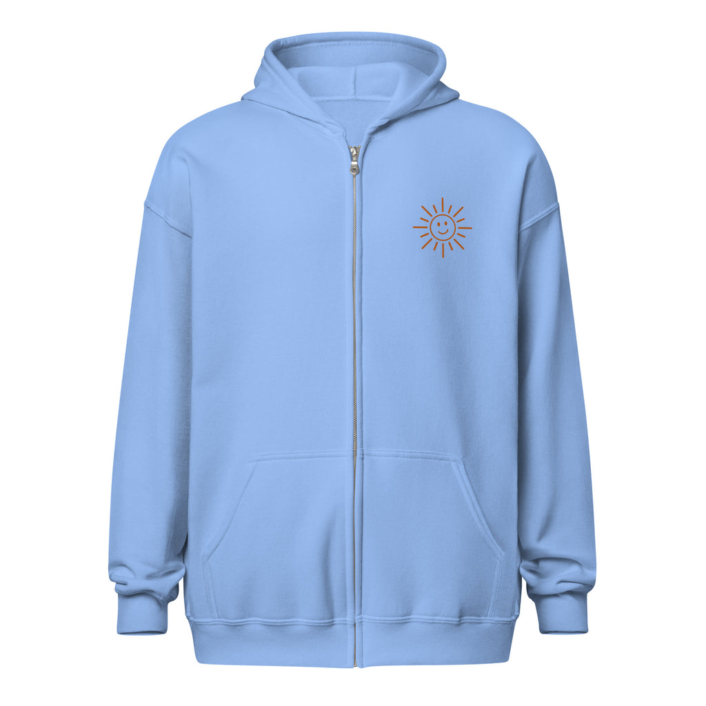 Sunshine Project You Are Not Alone zip-up hoodie in carolina blue – front view