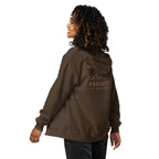 Sunshine Project You Are Not Alone zip-up hoodie in dark chocolate – back view