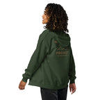 Sunshine Project You Are Not Alone zip-up hoodie in forest green – back view