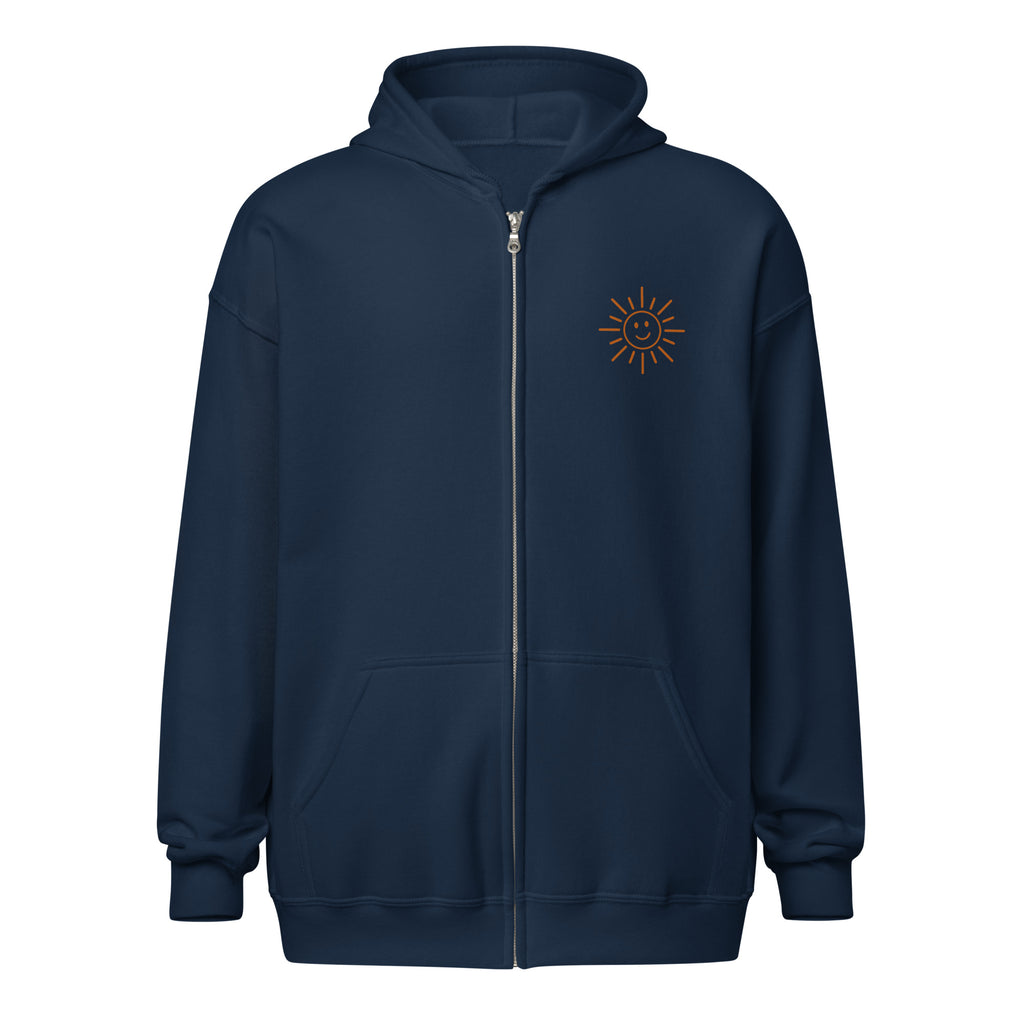 Sunshine Project You Are Not Alone zip-up hoodie in navy – front view