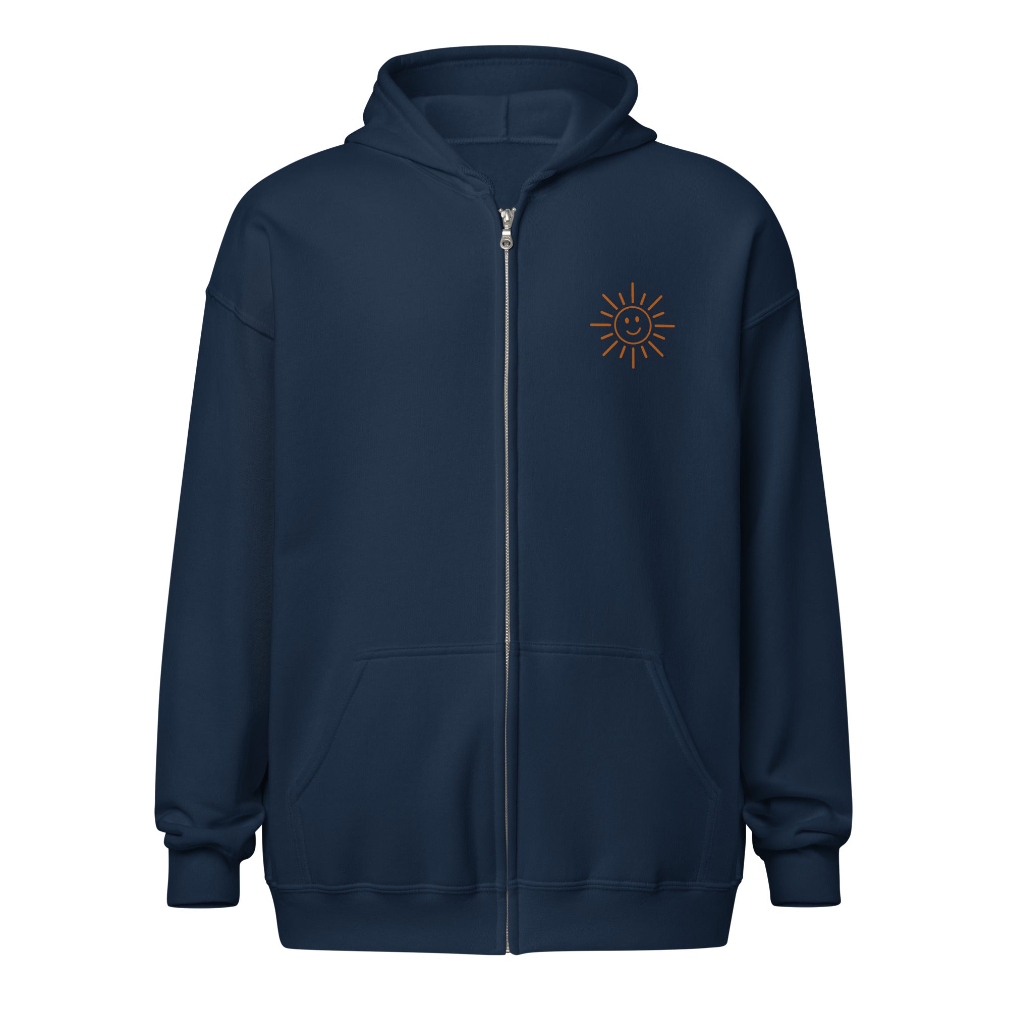 Sunshine Project You Are Not Alone zip-up hoodie in navy – front view