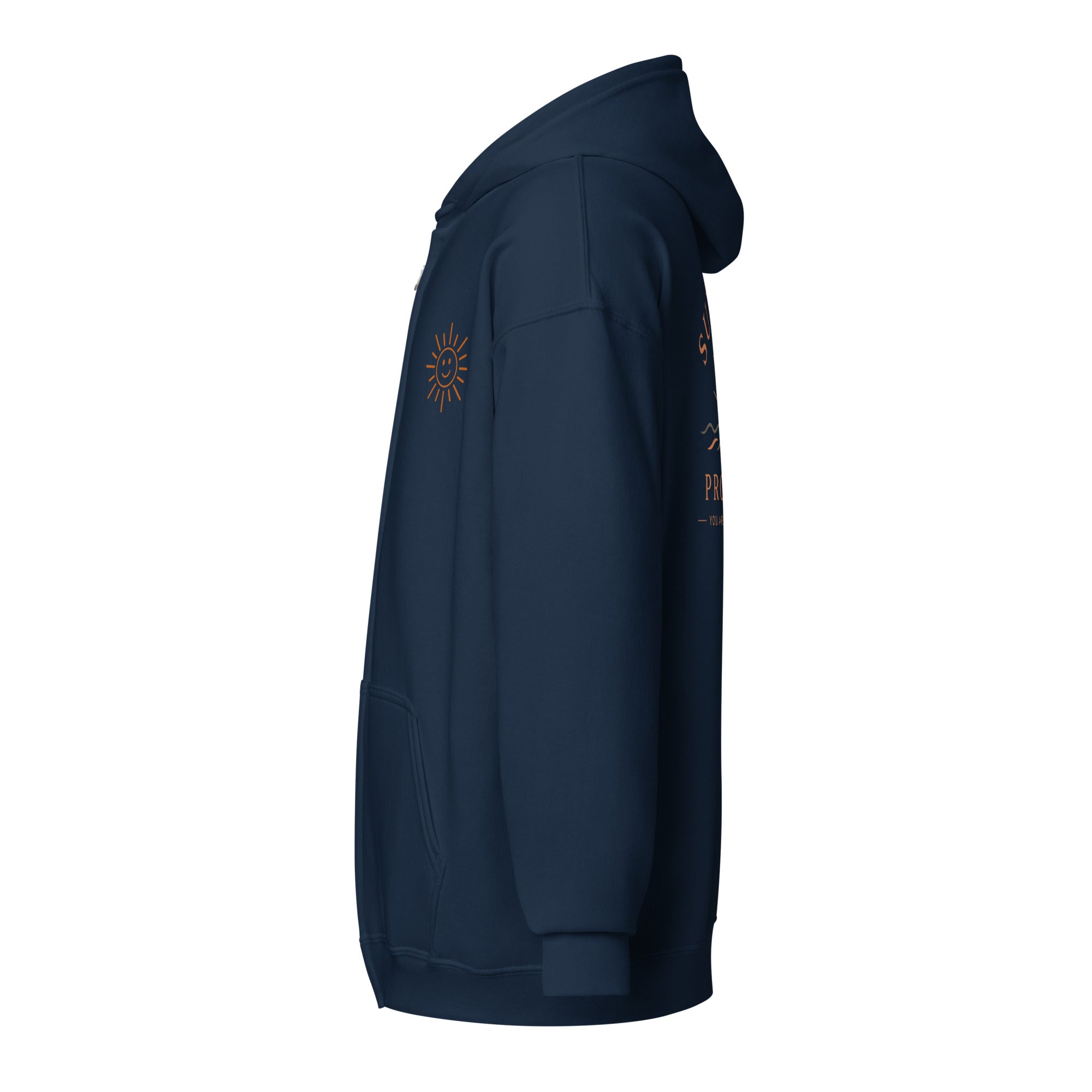 Sunshine Project You Are Not Alone zip-up hoodie in navy – left view