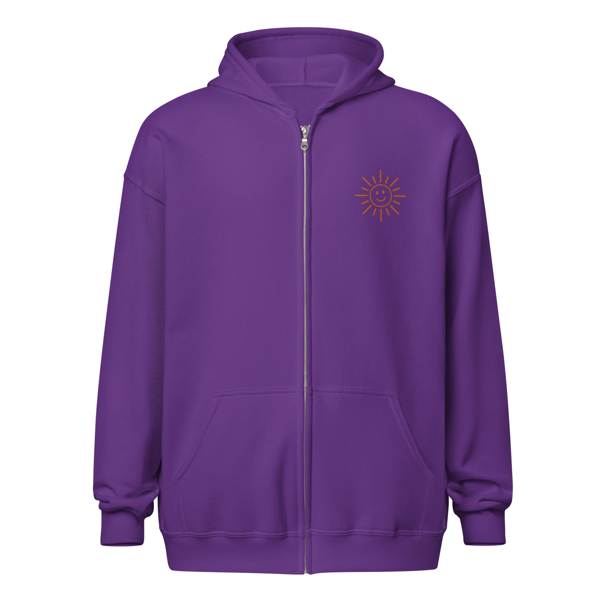 Sunshine Project You Are Not Alone zip-up hoodie in purple – front view