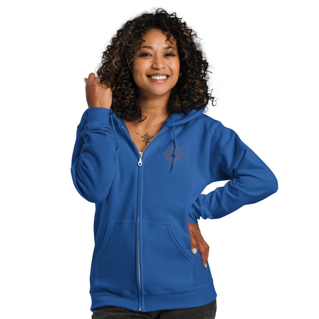 Sunshine Project You Are Not Alone zip-up hoodie in royal – front view