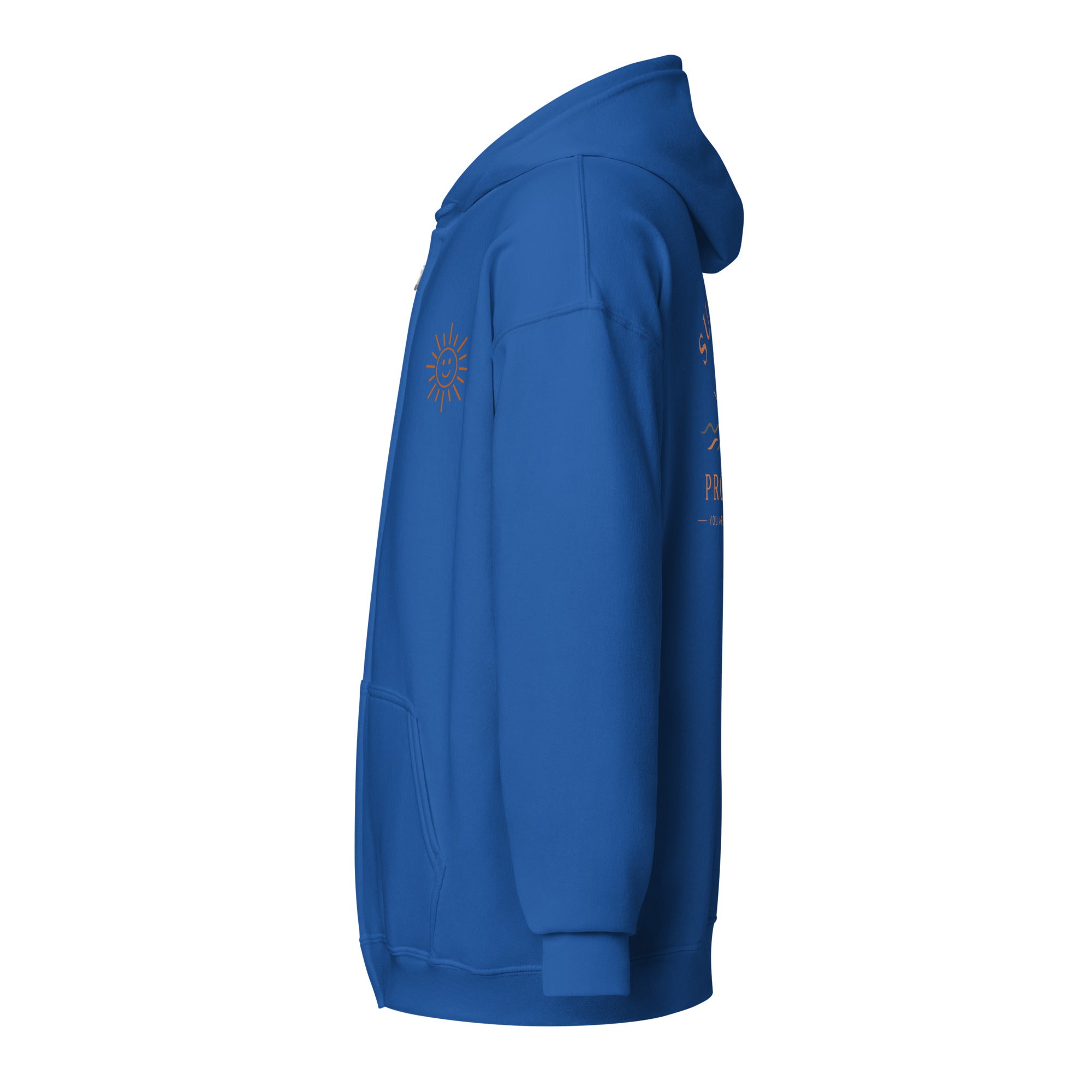 Sunshine Project You Are Not Alone zip-up hoodie in royal – left view