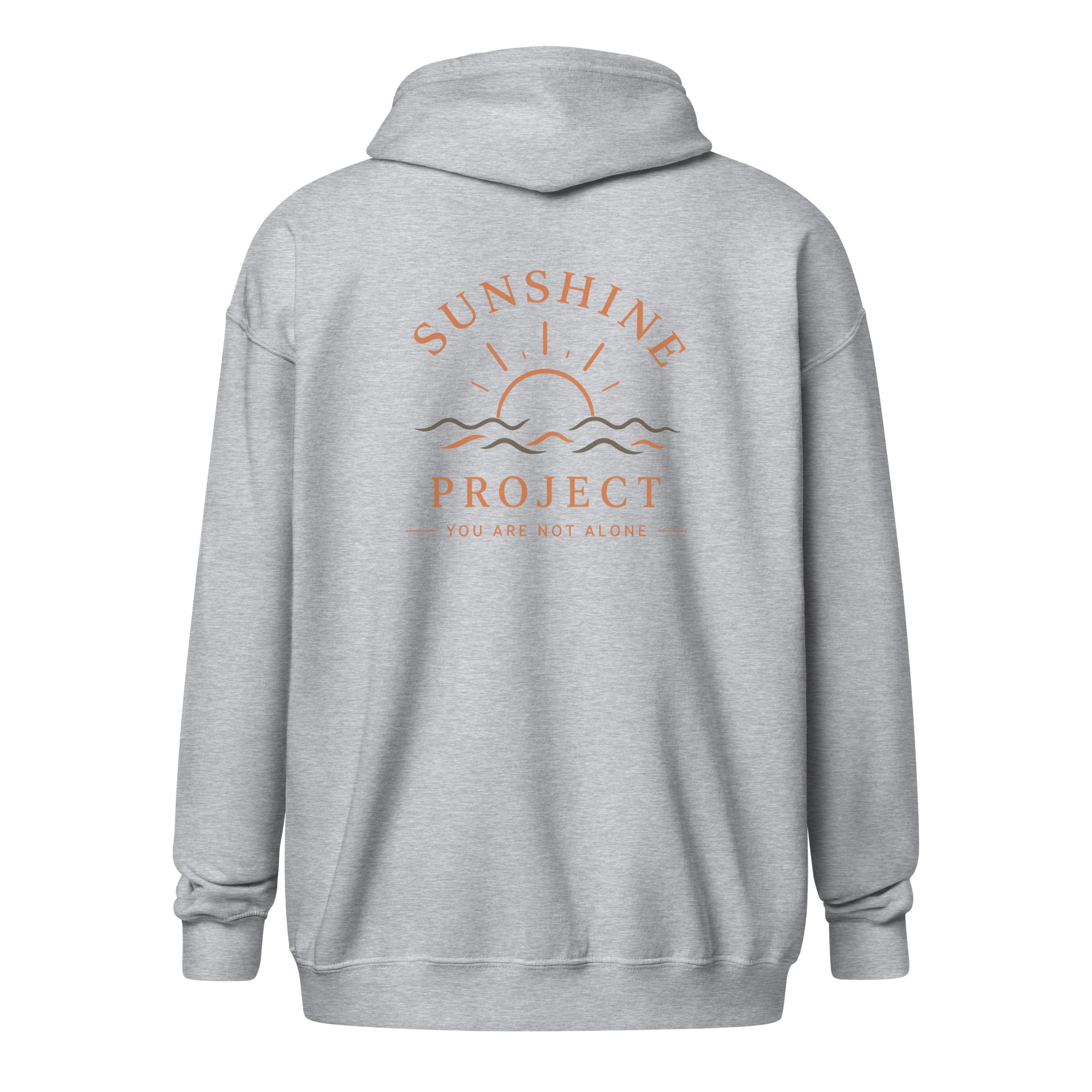 Sunshine Project You Are Not Alone zip-up hoodie in sport grey – back view