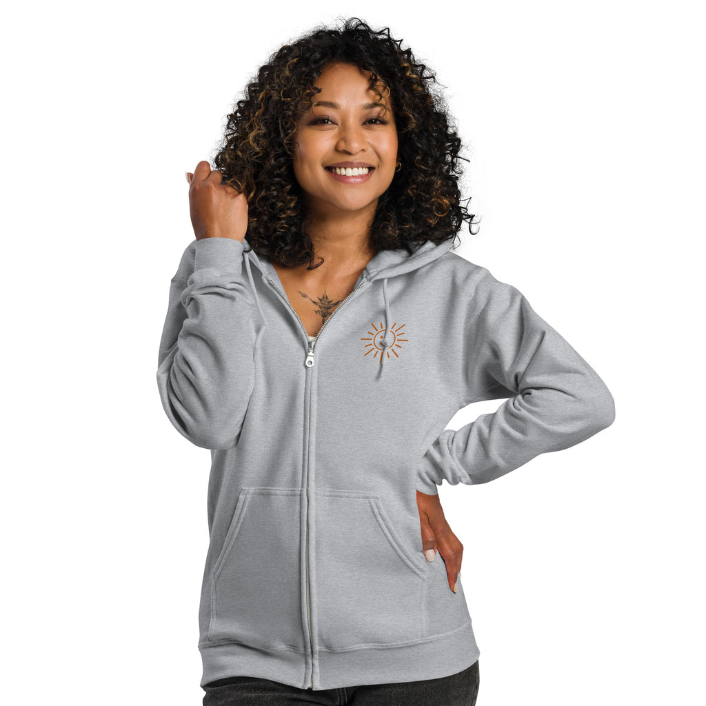 Sunshine Project You Are Not Alone zip-up hoodie in sport grey – front view