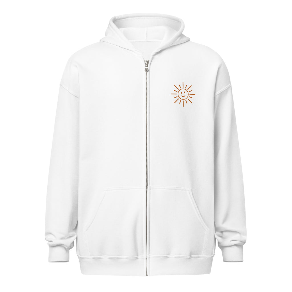 Sunshine Project You Are Not Alone zip-up hoodie in white – front view