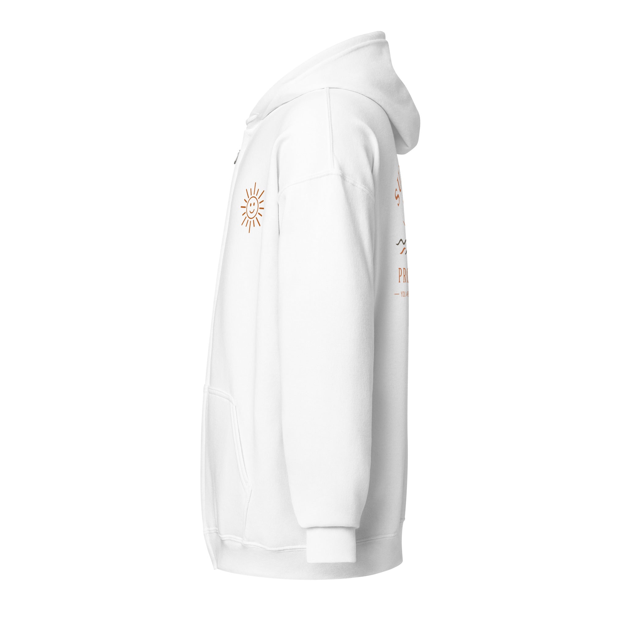 Sunshine Project You Are Not Alone zip-up hoodie in white – left view