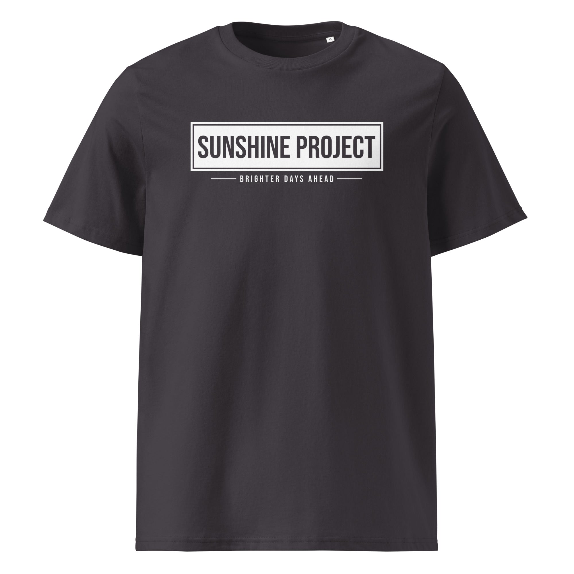 Sunshine Project Brighter Days Ahead organic cotton t-shirt in anthracite — front view