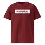 Sunshine Project Brighter Days Ahead organic cotton t-shirt in burgundy — front view